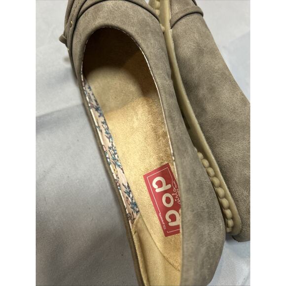 POP W 3M Faux Suede GAZER Ballet Flats Slip On Distressed Braided Strap Brown - Picture 6 of 9